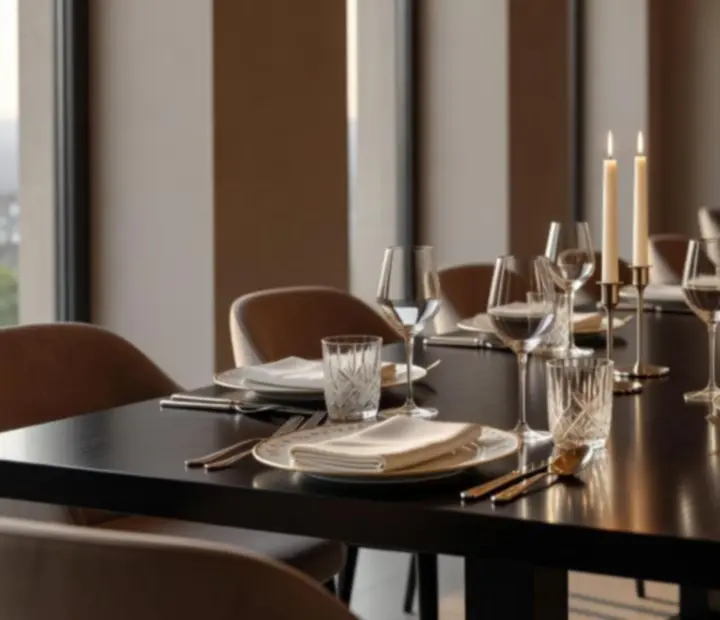Elegáns, gyertyafényes fine dining asztal a Magyarovia étteremben